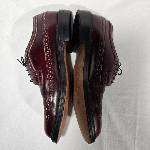 USA Vintage NETTLETON Old Stock Burgundy LEATHER Wingtip Oxford Shoes Size 12 D. - Picture 9 of 17